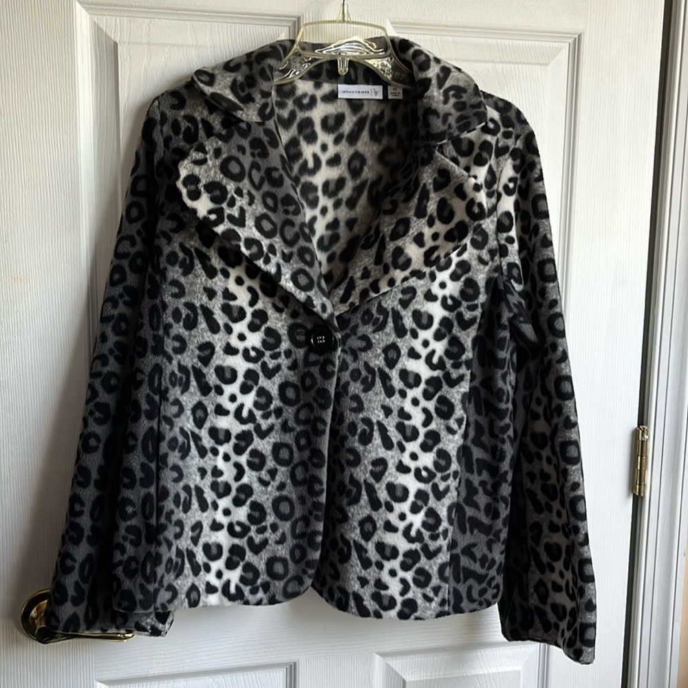 Susan graver gray ombré polar fleece blazer jacket